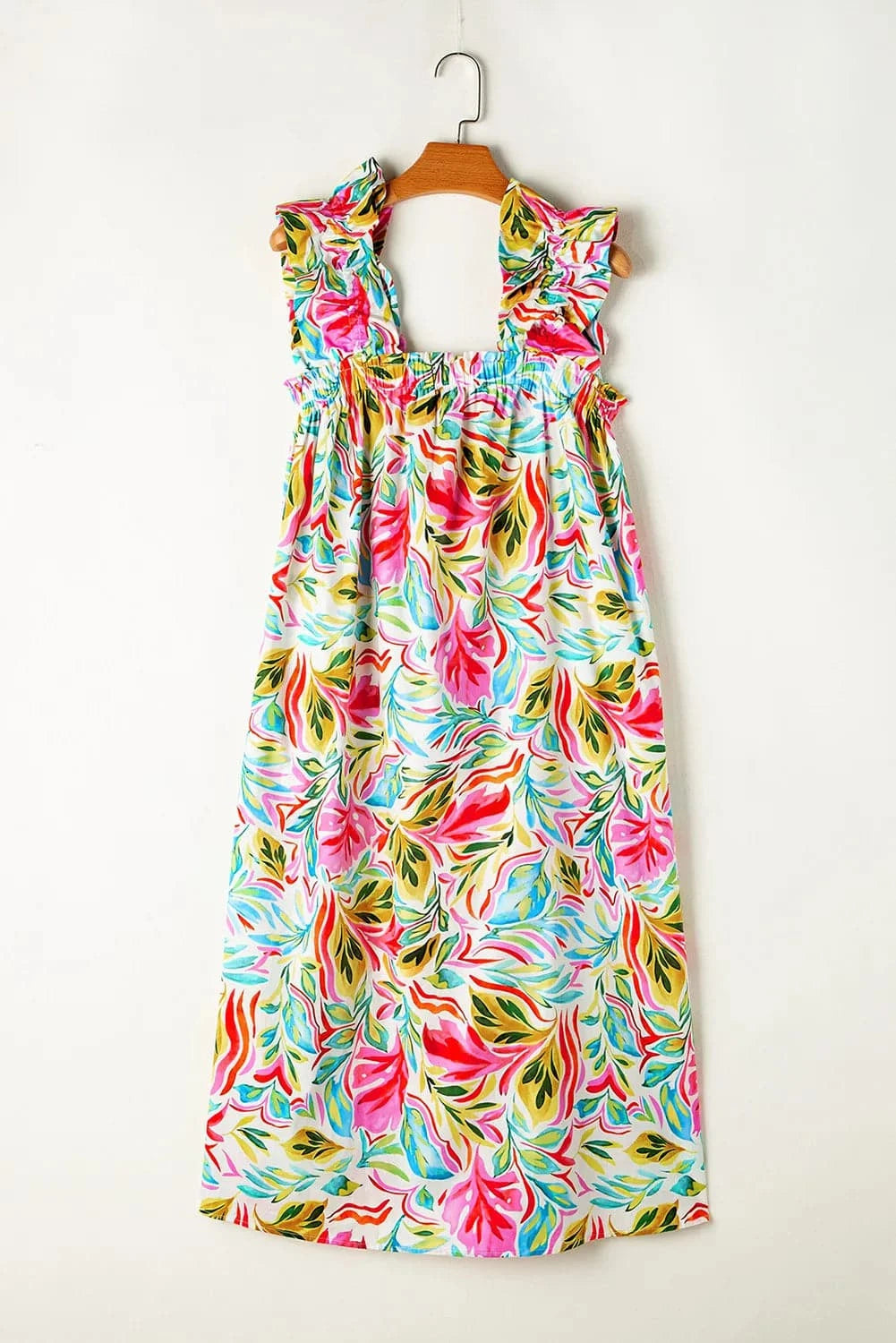 Ruffled Printed Sleeveless Dress.