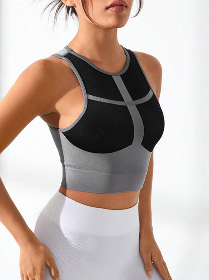 Color Block Round Neck Active Tank.