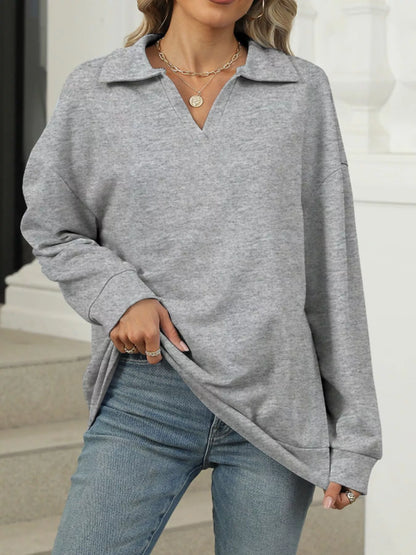 Johnny Collar Long Sleeve Sweatshirt