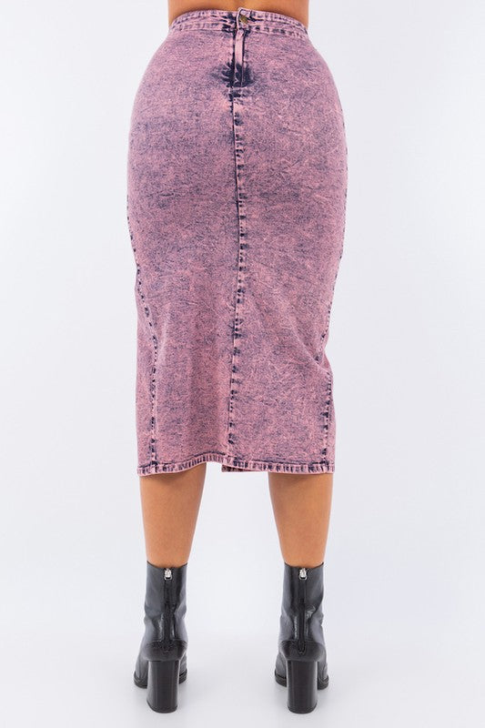 Midi Skirt In Denim Pink Coco’s Tee Boutique