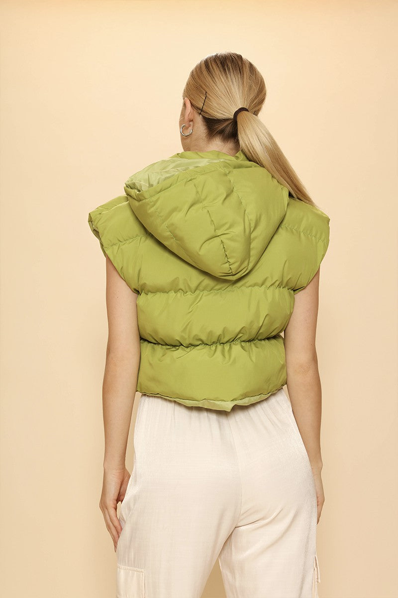 Cropped Puffer Vest with Hood Miss Sparkling