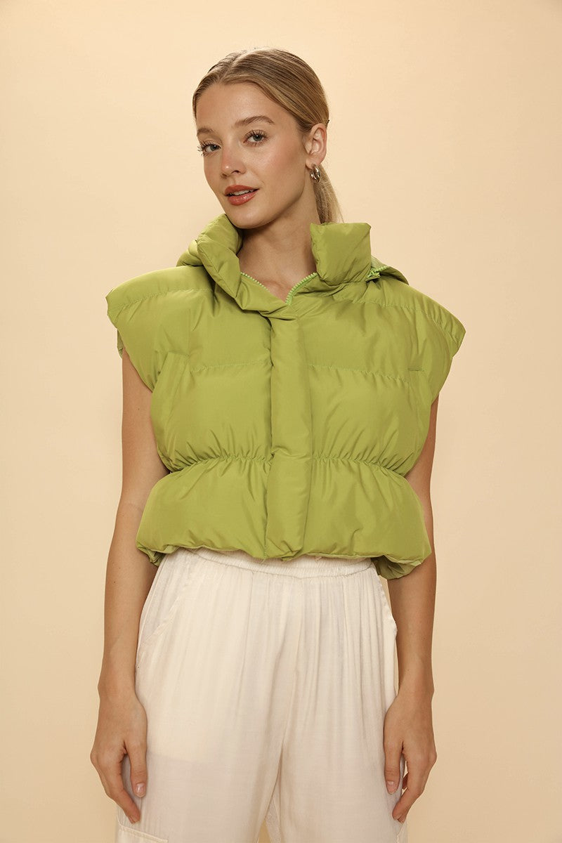 Cropped Puffer Vest with Hood Miss Sparkling