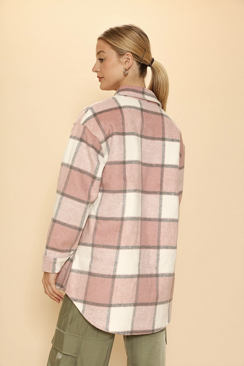 Sherpa Lined Plaid Jacket Miss Sparkling