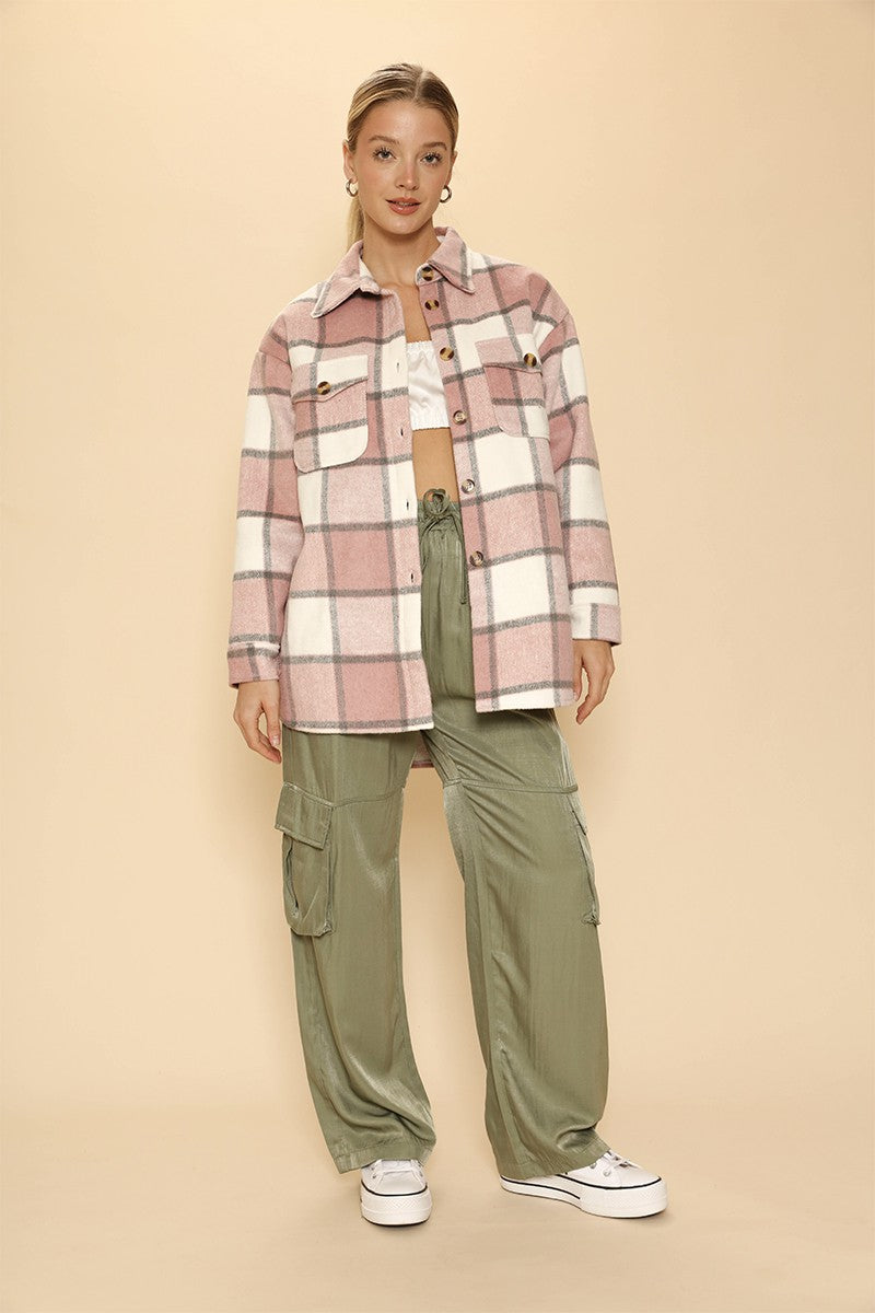 Sherpa Lined Plaid Jacket Miss Sparkling