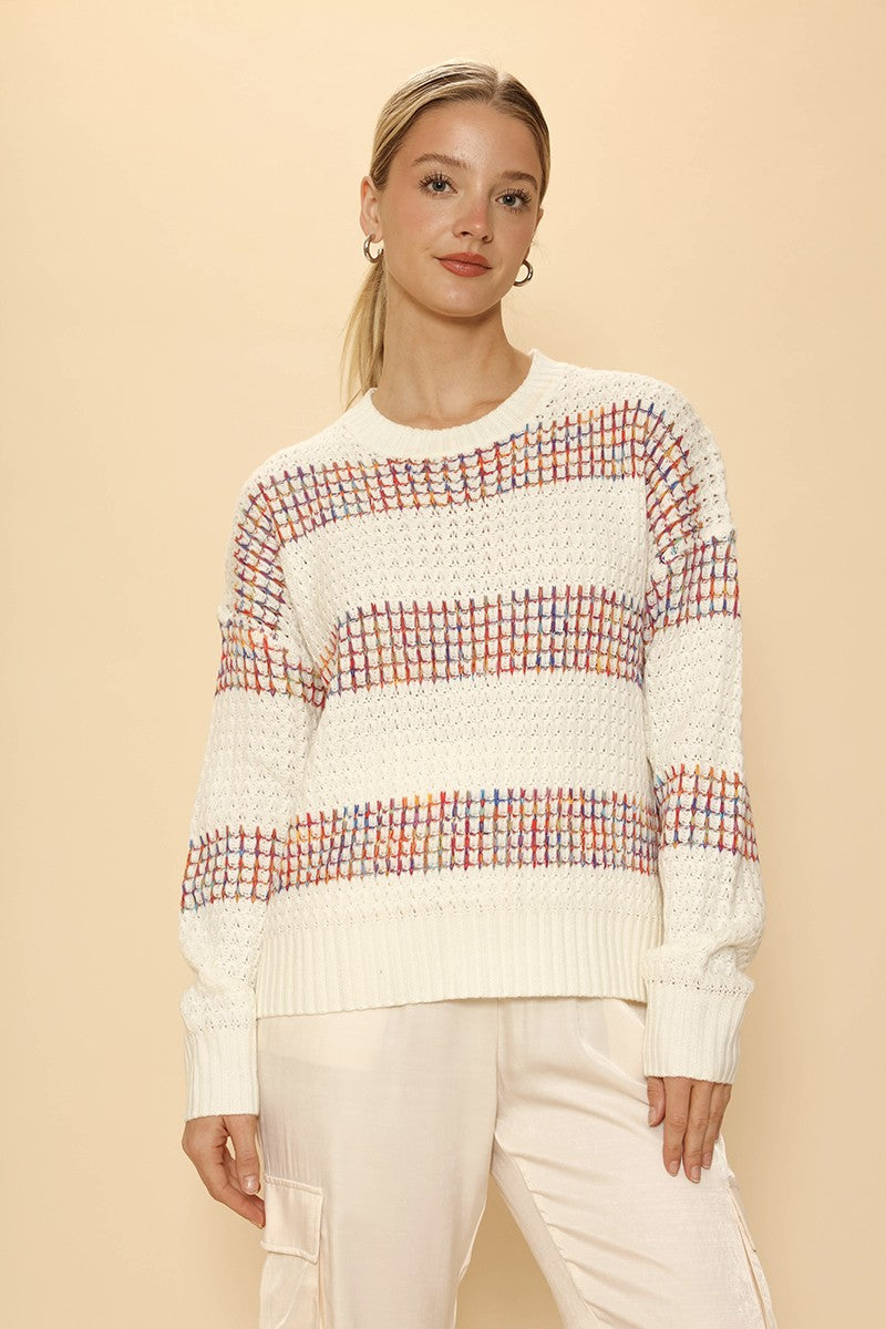 Multicolored striped knit sweater Miss Sparkling