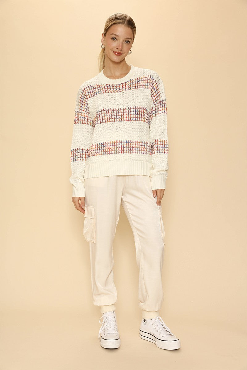 Multicolored striped knit sweater Miss Sparkling