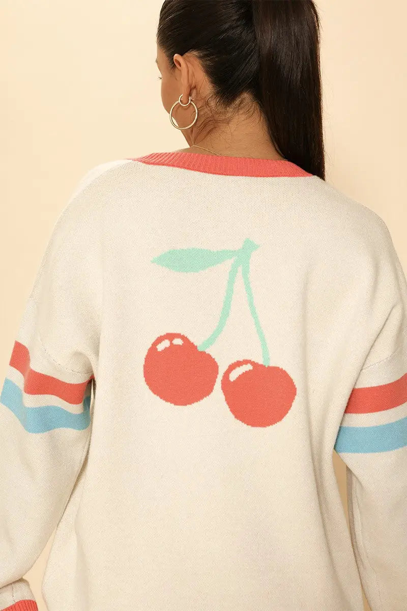 Oversized cherry varsity cardigan Miss Sparkling