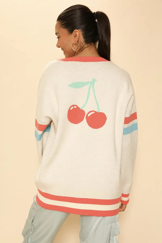 Oversized cherry varsity cardigan Miss Sparkling