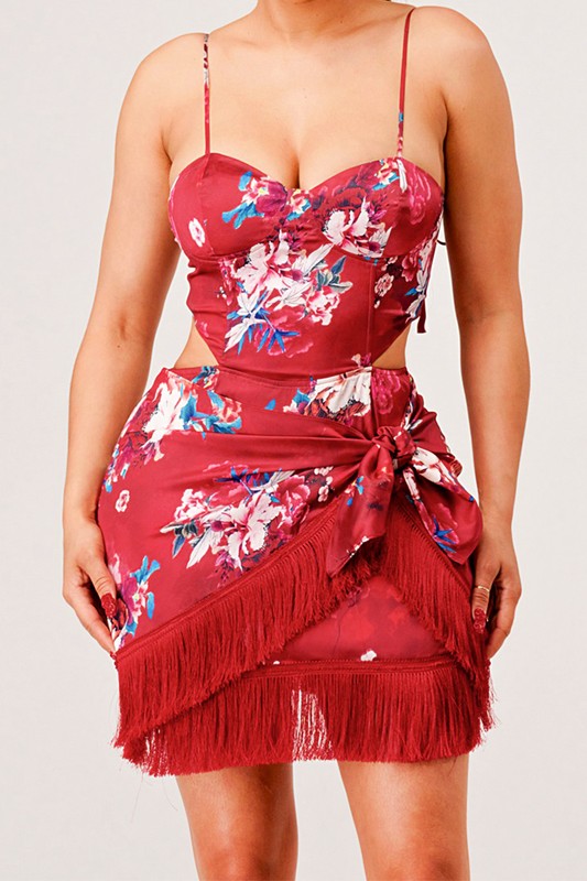 Athina Kimono floral print mini dress Coco’s Tee Boutique