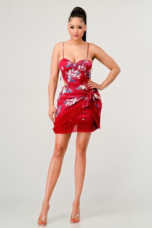 Athina Kimono floral print mini dress Coco’s Tee Boutique