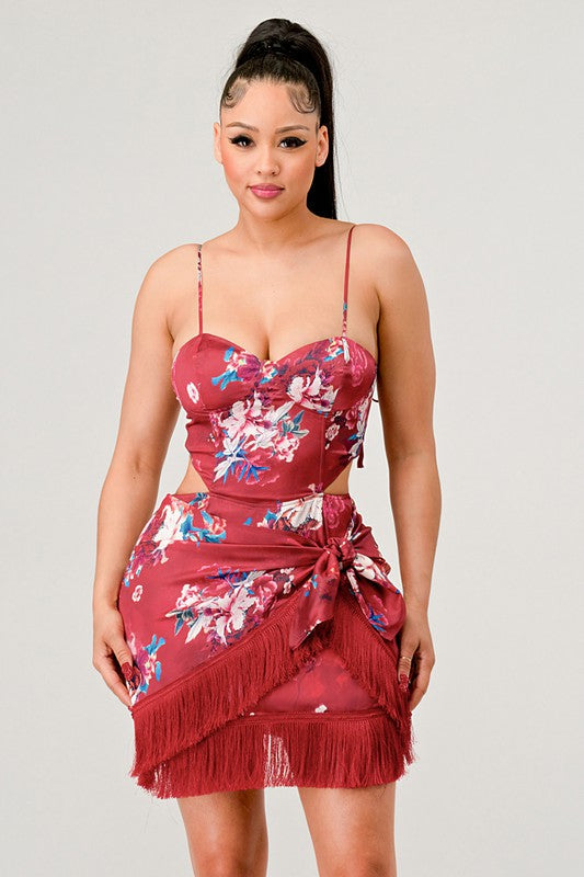 Athina Kimono floral print mini dress Coco’s Tee Boutique