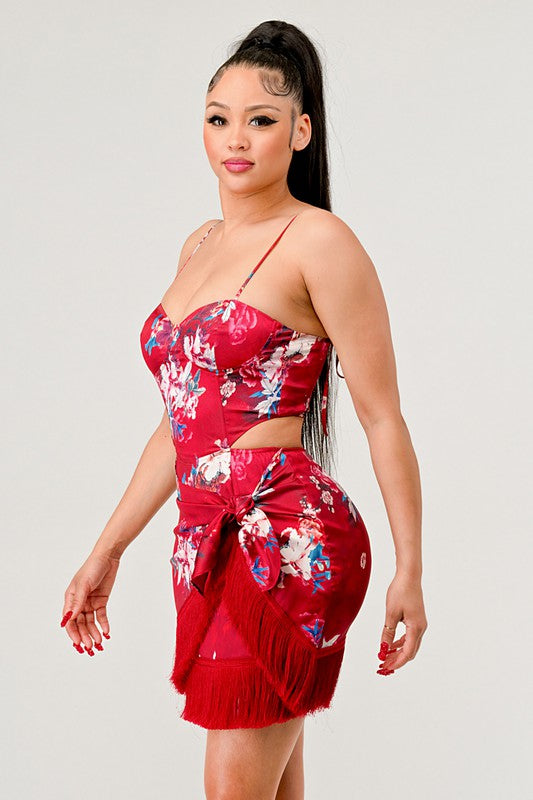 Athina Kimono floral print mini dress Coco’s Tee Boutique