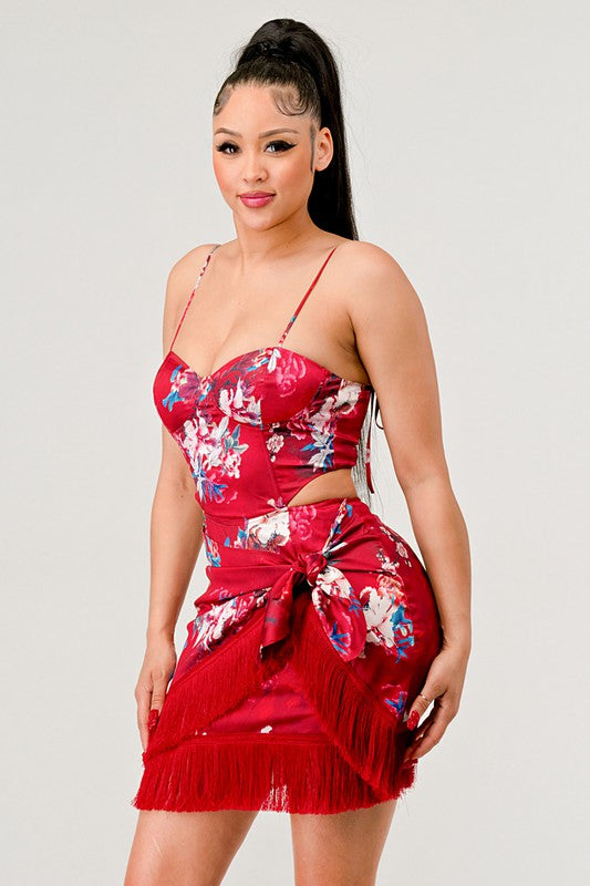 Athina Kimono floral print mini dress Coco’s Tee Boutique