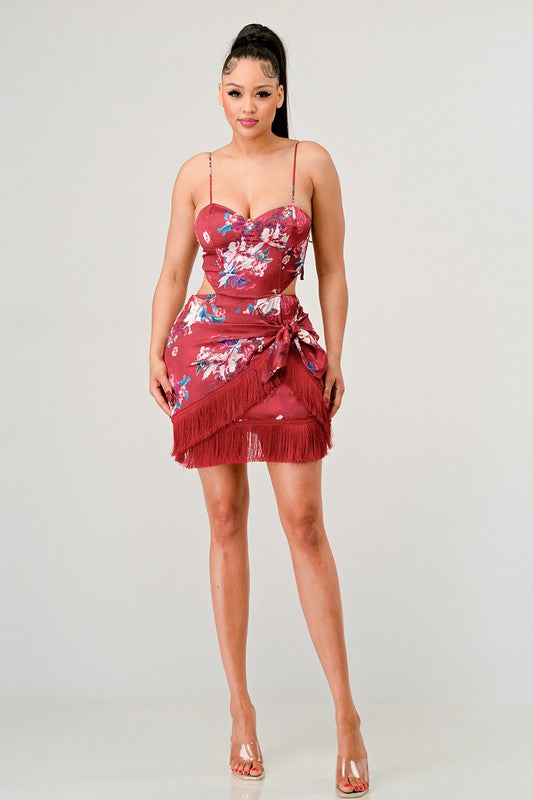 Athina Kimono floral print mini dress Coco’s Tee Boutique