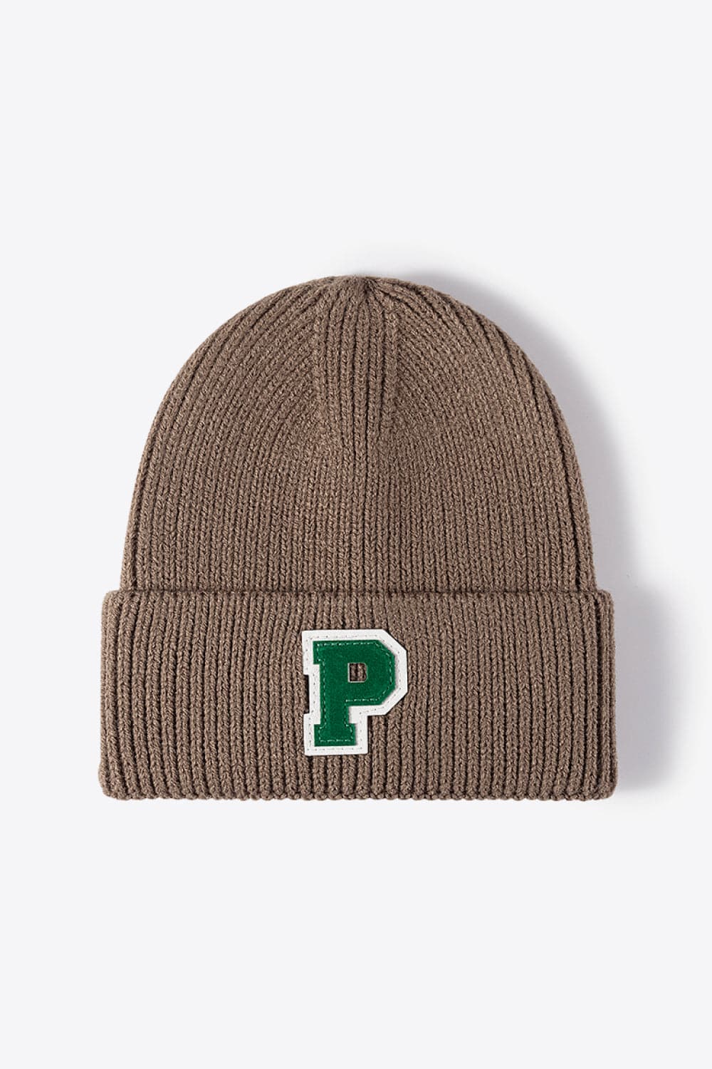 Letter Patch Cuffed Knit Beanie.