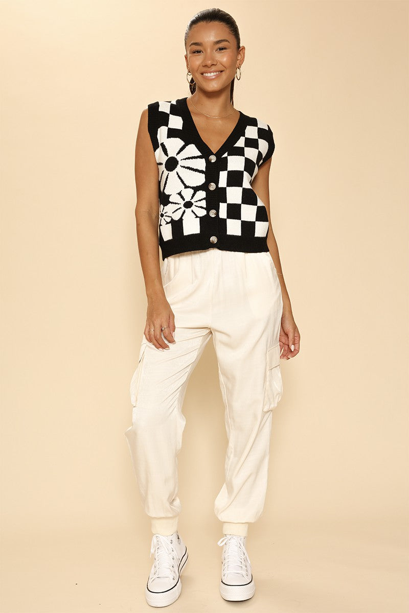 Checkered knit vest Miss Sparkling