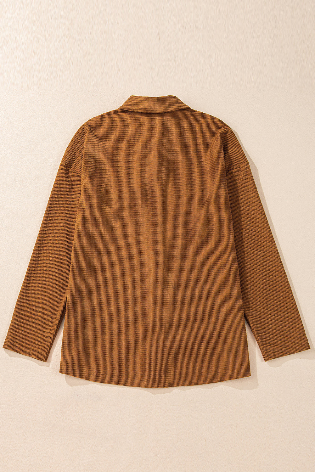 Brown textured shacket with pockets