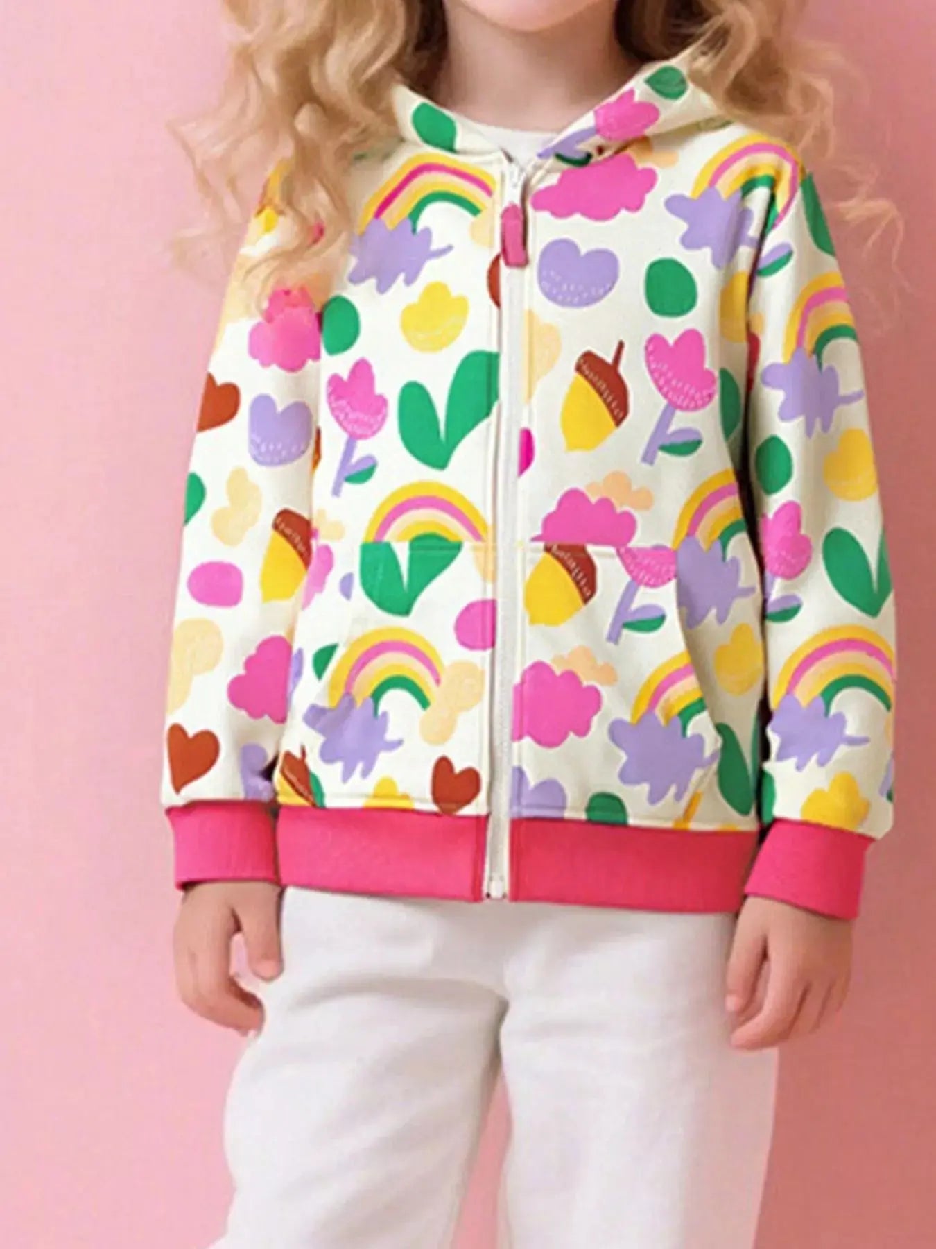 Children's Contrast Zip-Up Hoodie Simply Love