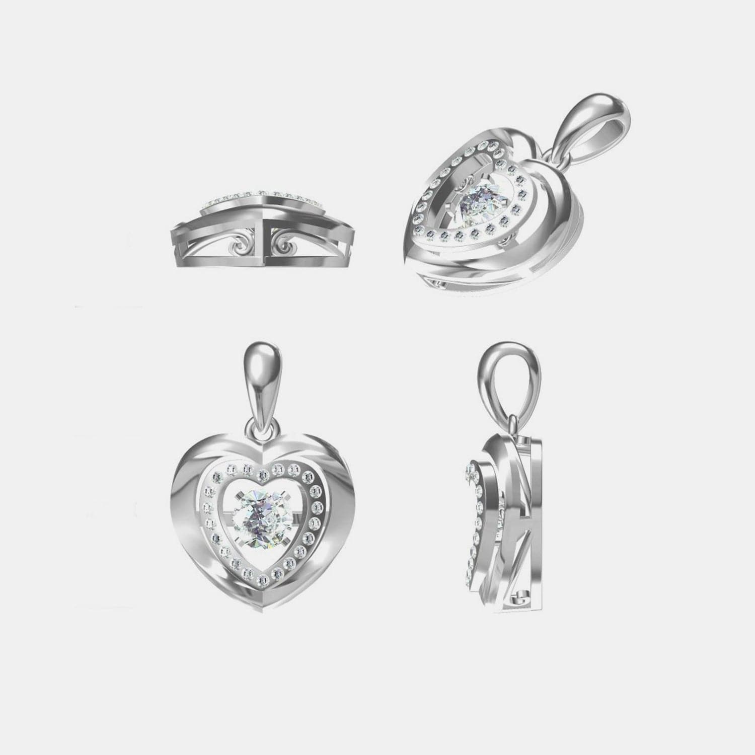 Moissanite 925 Sterling Silver Heart Necklace.