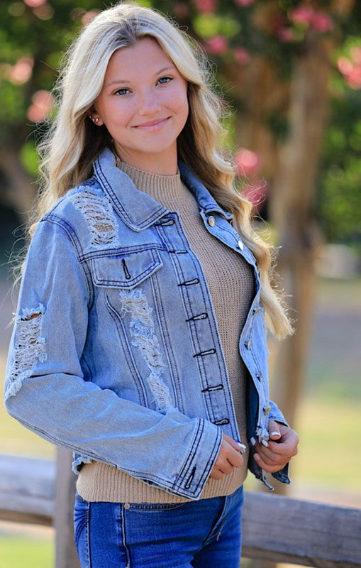Cropped denim jacket Miss Sparkling
