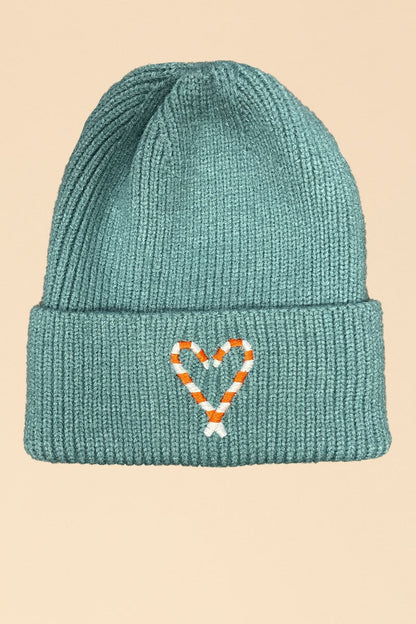 Novelty Holiday Beanies Rib Knit Beanie Embroidered Graphic