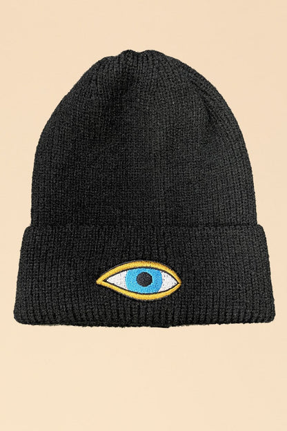 Novelty Rib Knit Beanie With In House Embroidered Graphic