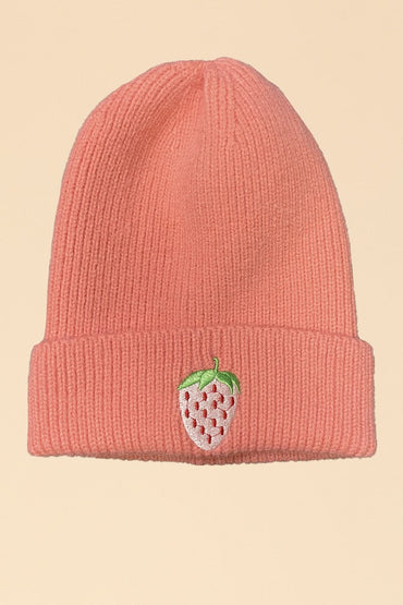 Novelty Rib Knit Beanie With In House Embroidered Graphic