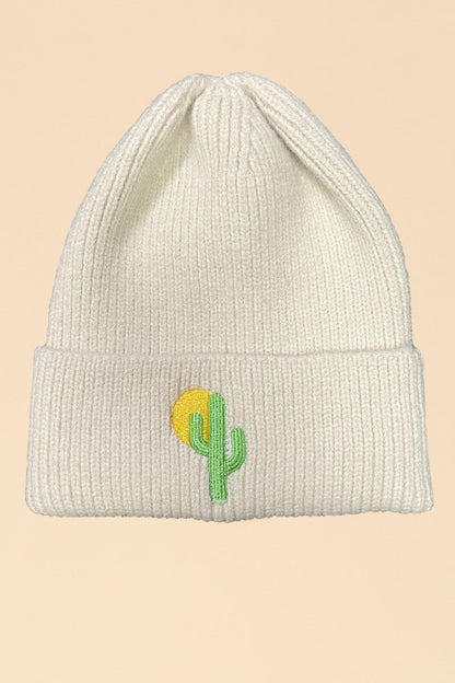 Novelty Rib Knit Beanie With In House Embroidered Graphic