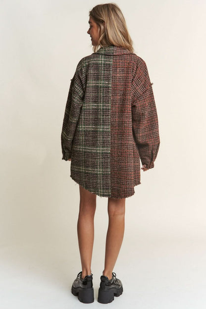 J.nna longline tweed plaid shacket