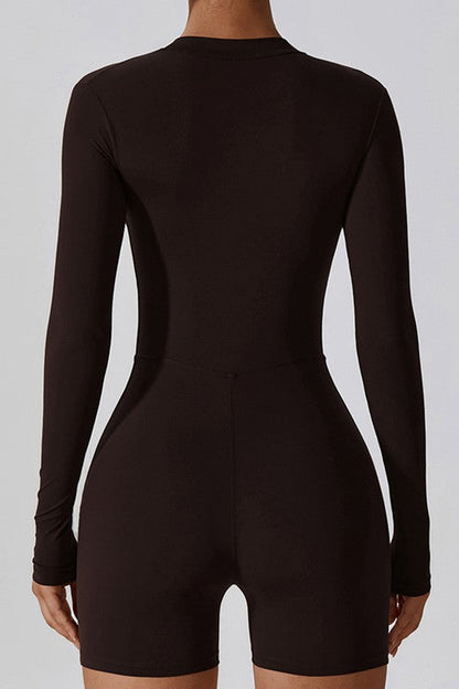 Zip Into Comfort: Long-Sleeve Solid Sports Jumpsuit – Perfect for Yoga, Fitness, and Beyond!