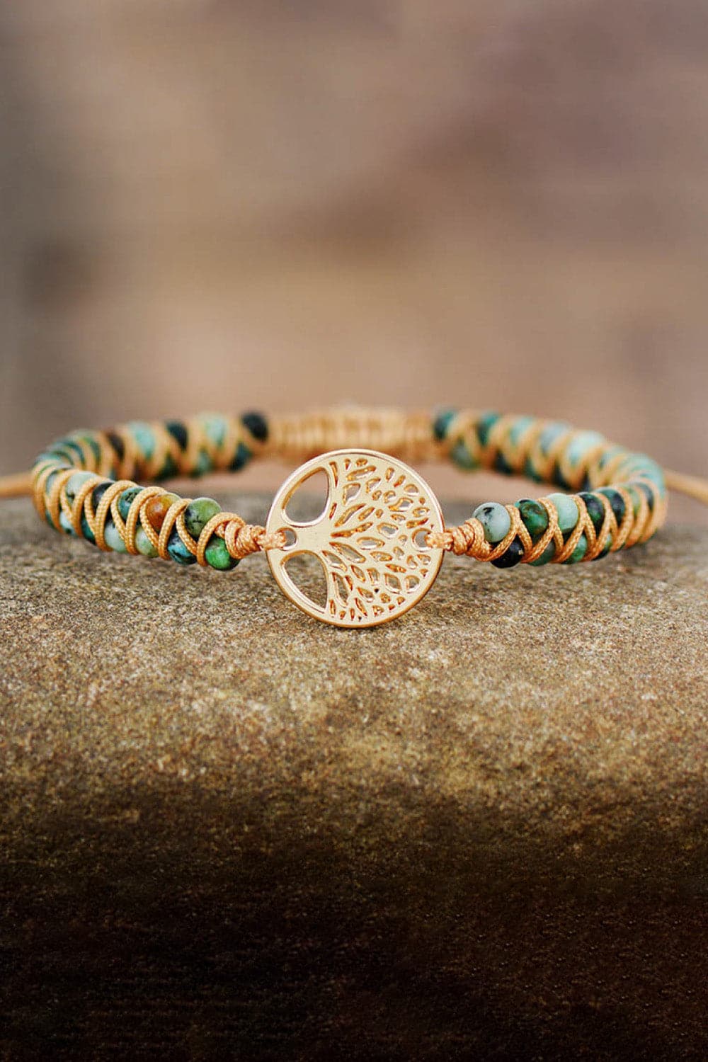 Handmade Tree Shape Beaded Copper Bracelet.