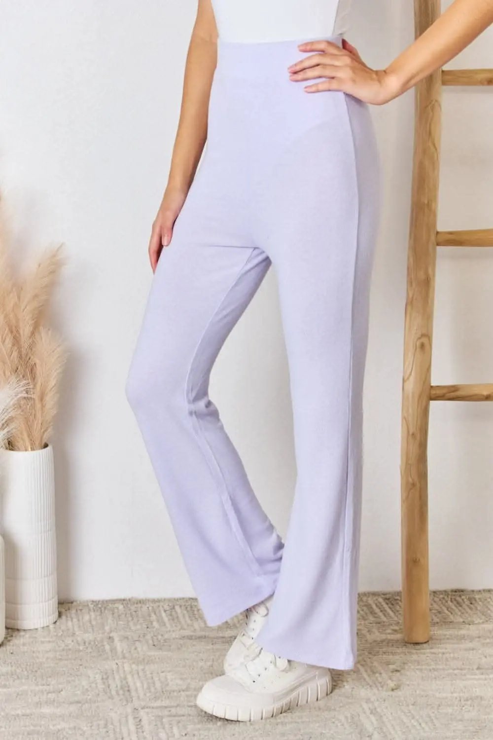 RISEN Full Size High Waist Ultra Soft Knit Flare Pants - Love Salve 