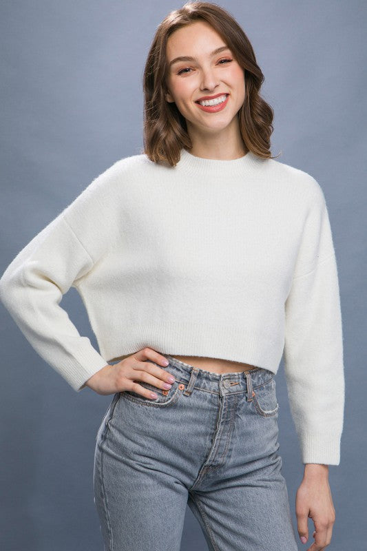 Cozy cropped wool blend sweater