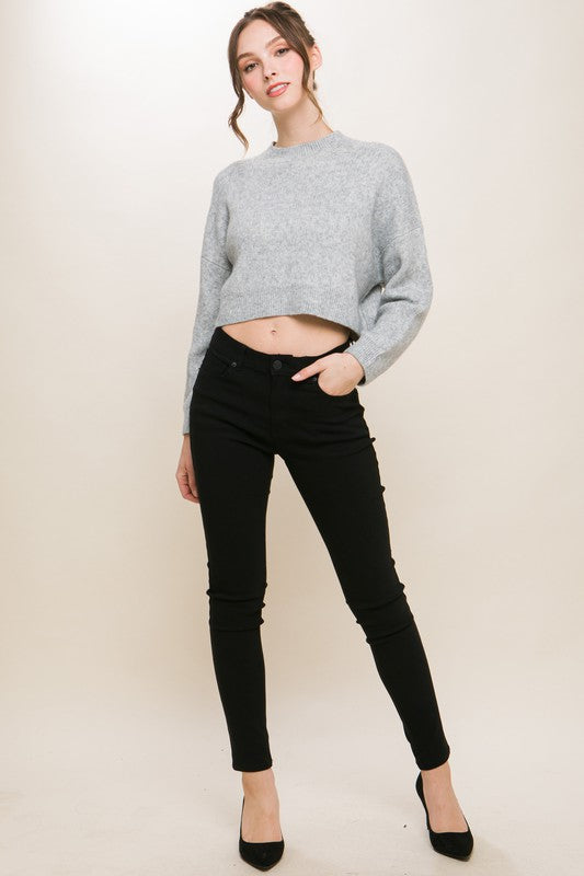 Cozy cropped wool blend sweater