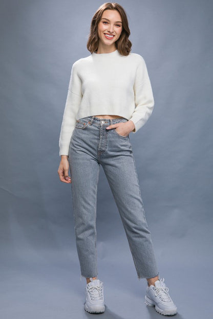 Cozy cropped wool blend sweater