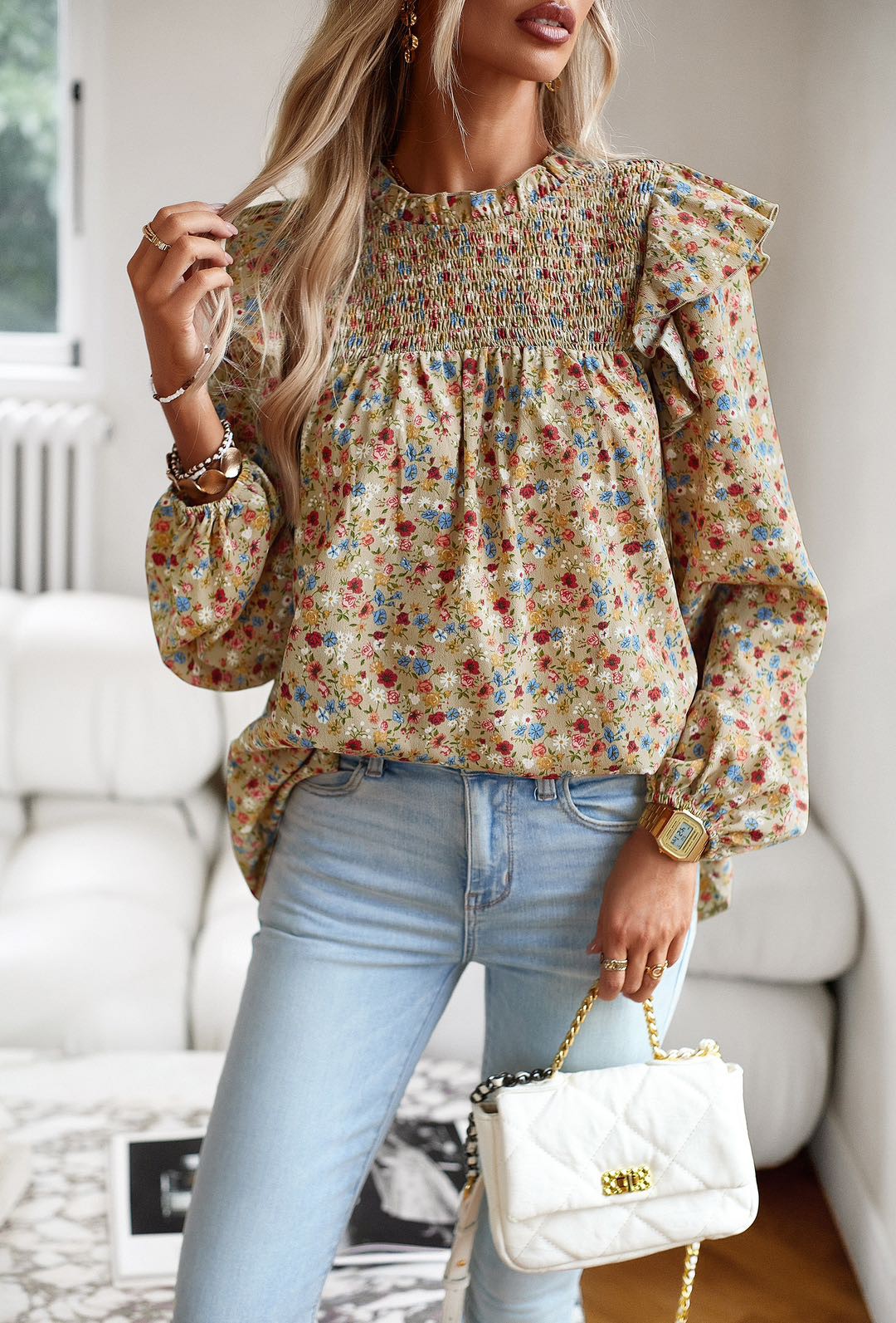 Long Sleeve Floral Blouse Miss Sparkling