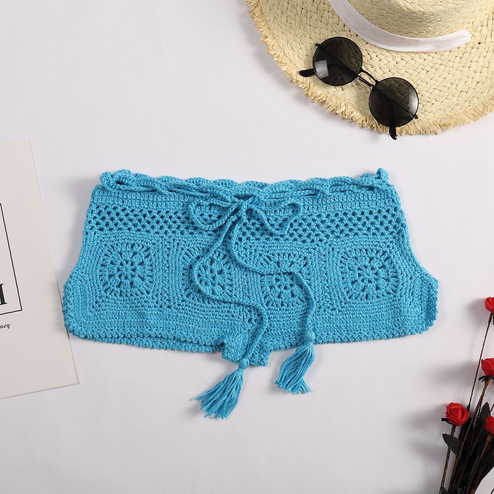 Beach Boyshorts Solid Color Women Sexy Bikini Swimming Trunks Crochet hook Bella Mia