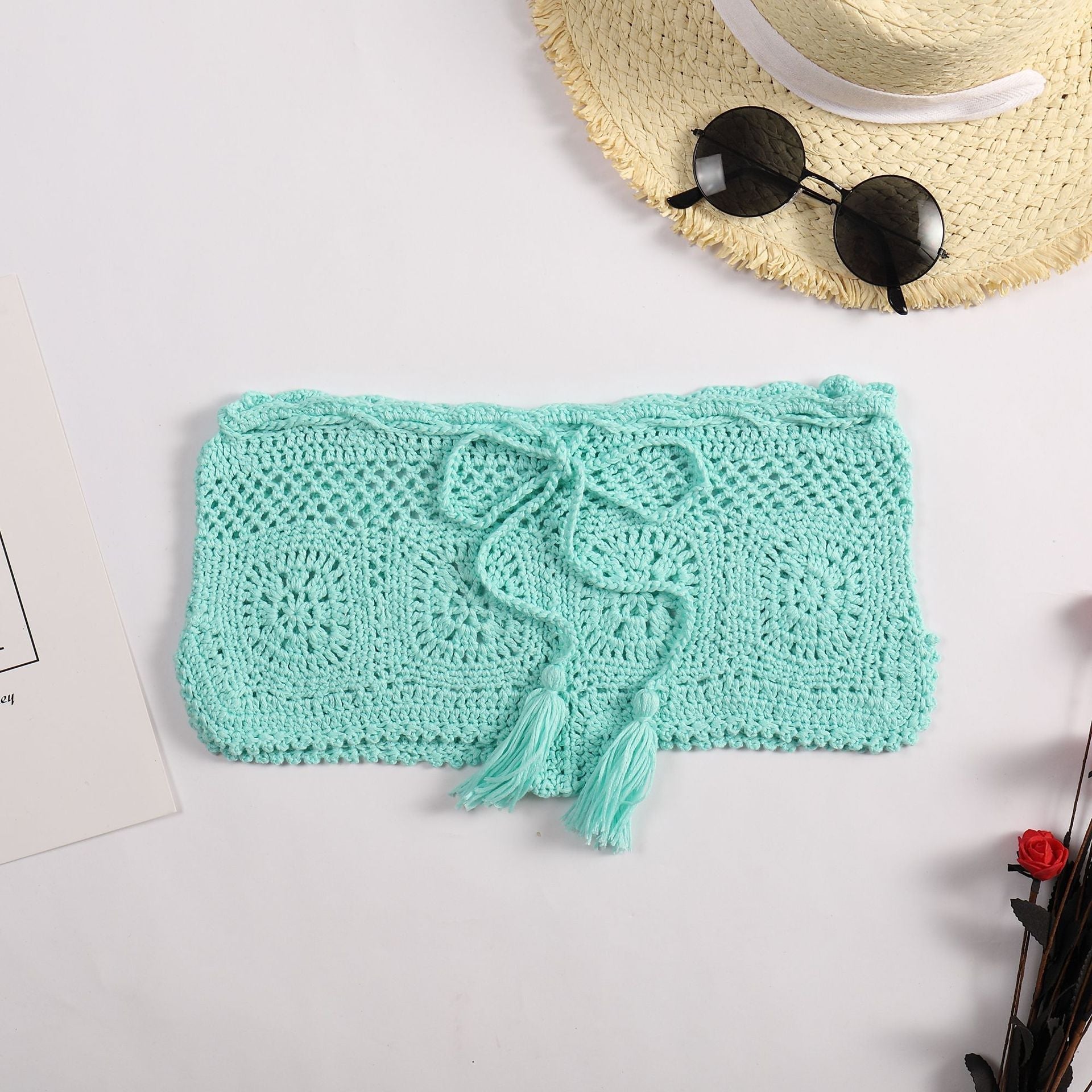 Beach Boyshorts Solid Color Women Sexy Bikini Swimming Trunks Crochet hook Bella Mia