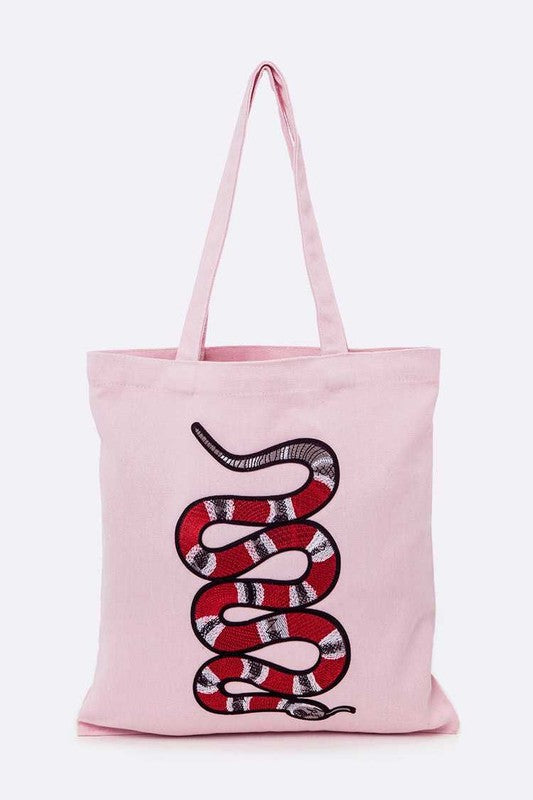 Large Snake Patch Canvas Tote Coco’s Tee Boutique
