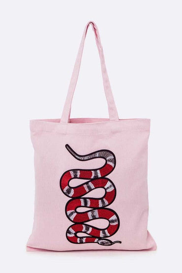 Large Snake Patch Canvas Tote