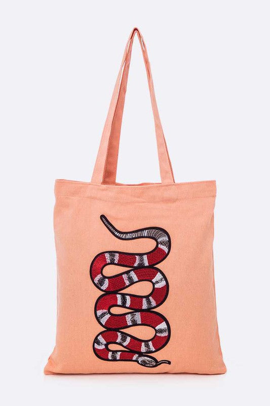 Large Snake Patch Canvas Tote Coco’s Tee Boutique