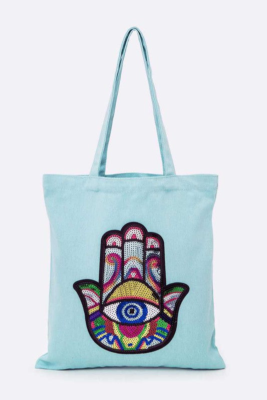 Sequins Hamsa Canvas Tote Coco’s Tee Boutique