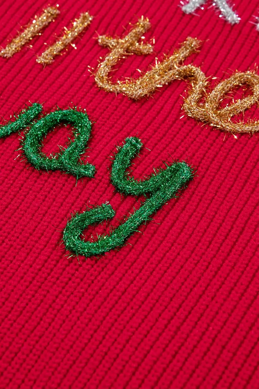 Racing red tinsel plus size sweater - Love Salve 