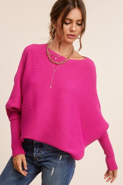 Cozy ribbed bubble sleeve sweater