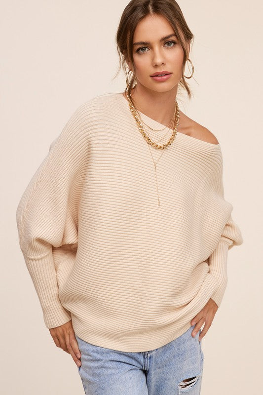 Cozy ribbed bubble sleeve knit sweater