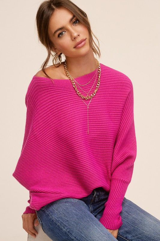 Cozy ribbed bubble sleeve knit sweater