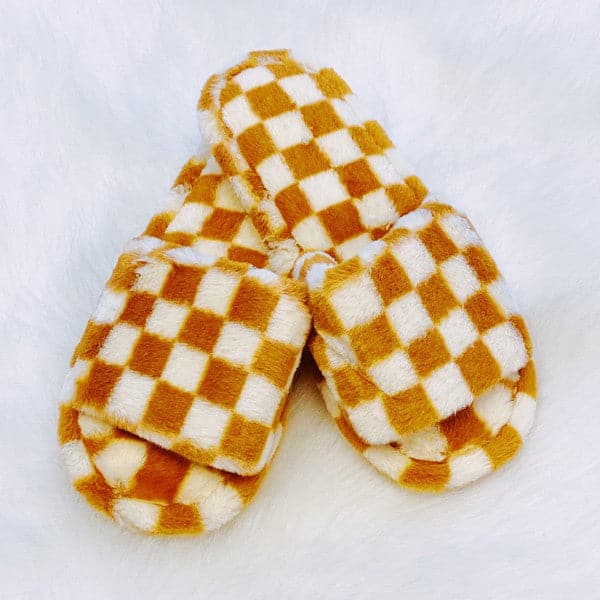 Luxe Lounge Checker Cozy Slippers.