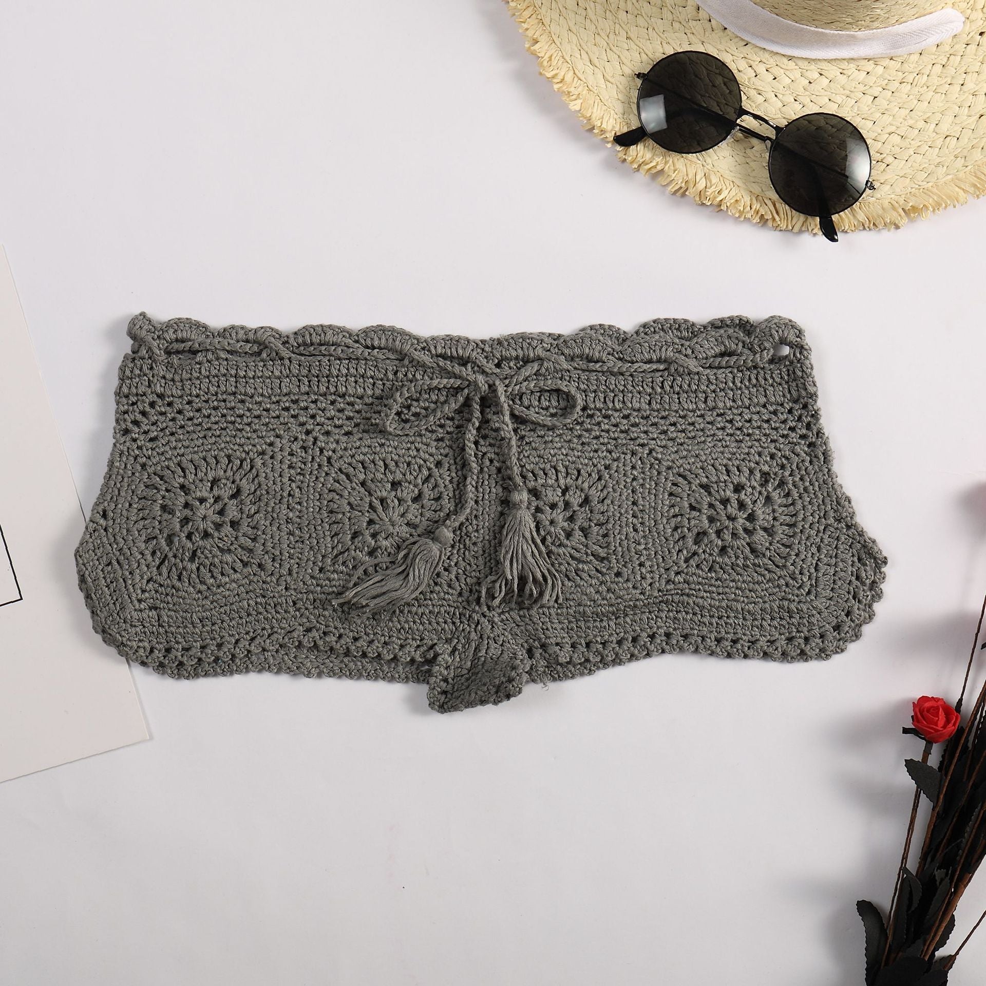 Beach Boyshorts Solid Color Women Sexy Bikini Swimming Trunks Crochet hook Bella Mia
