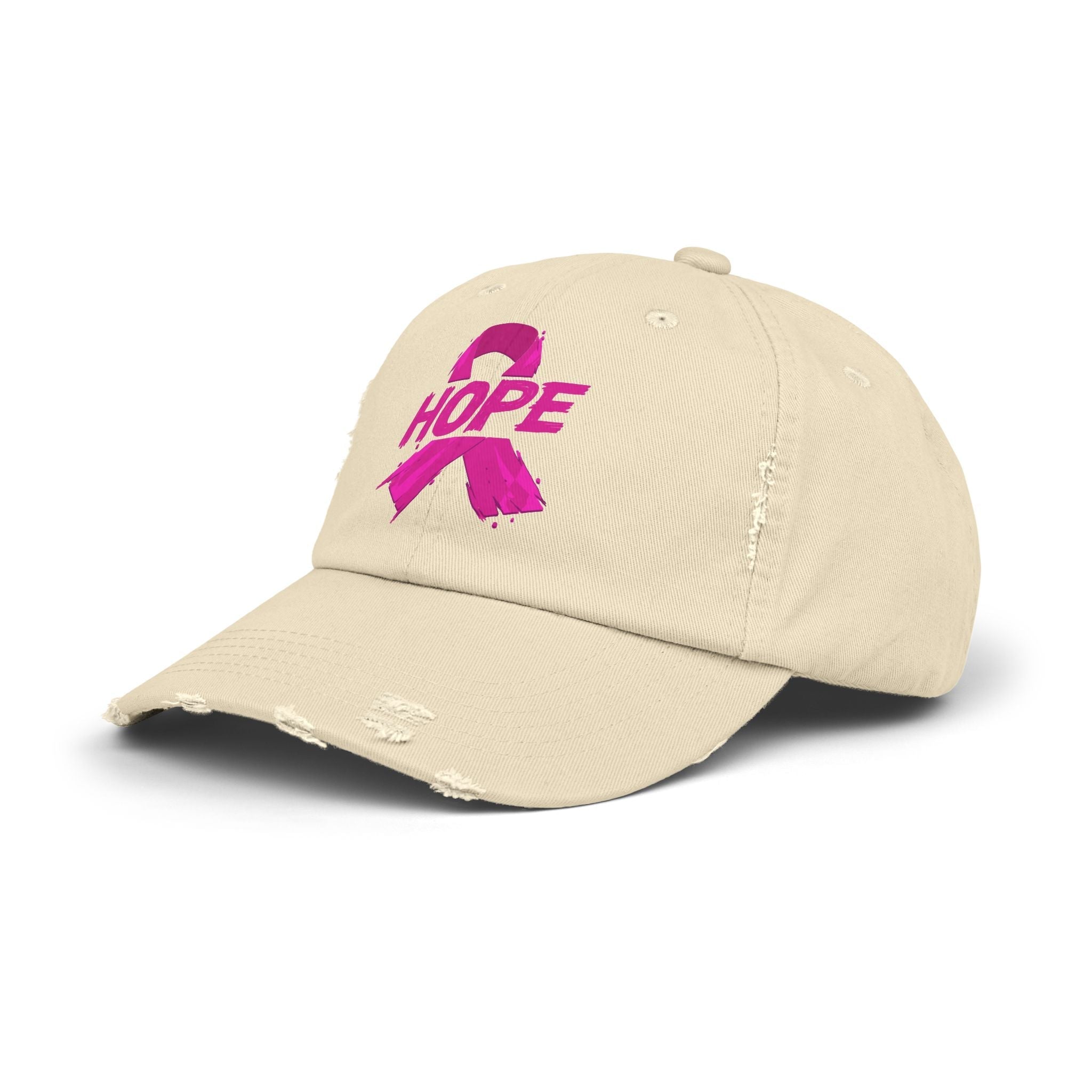 Hope Distressed Cap Unisex Cotton Twill Hat For Breast Cancer Awareness Gift Fundraising Everyday Style Coco’s Tee Boutique