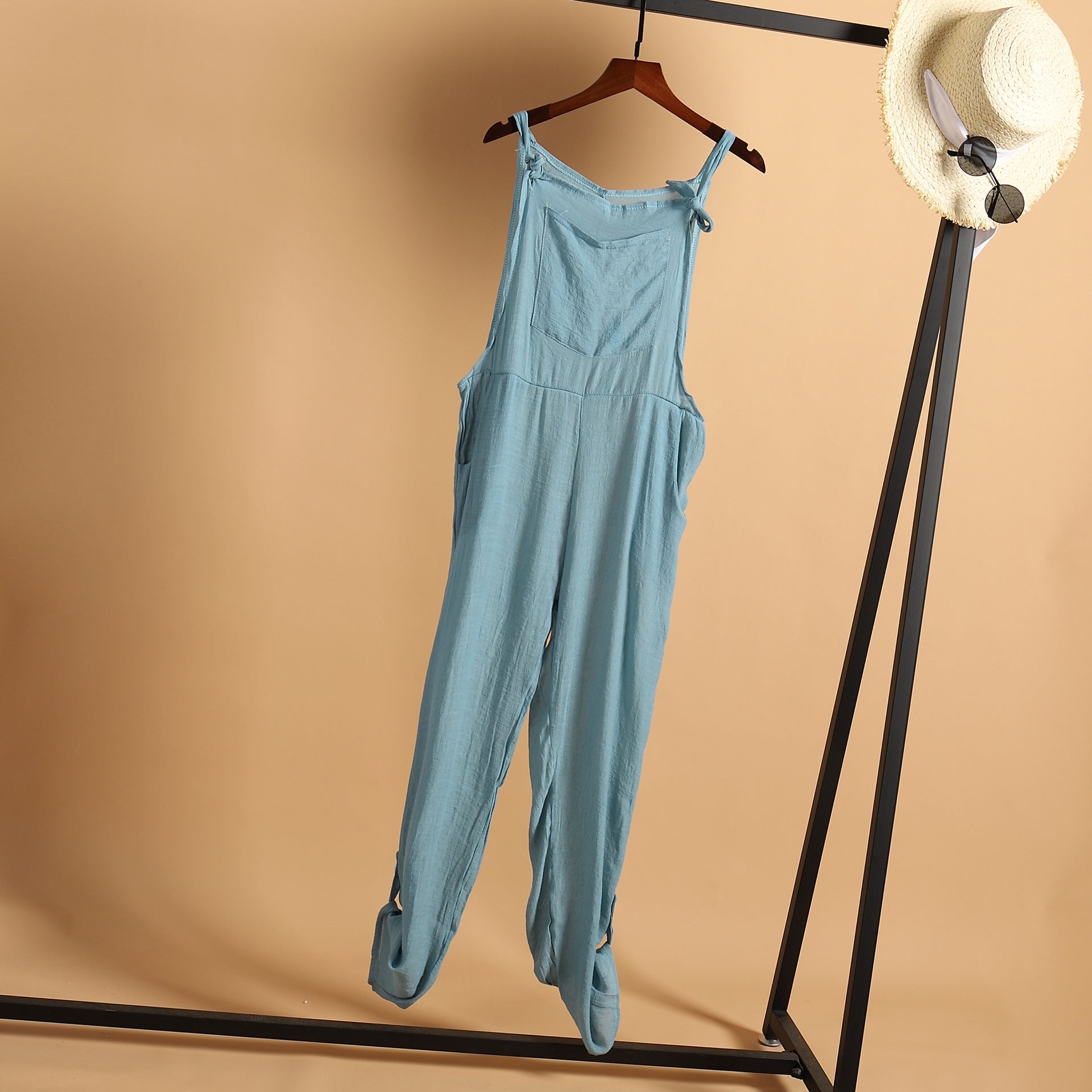Autumn Casual Beach Trousers Solid Color Wide Leg Jumpsuit Playsuit Women Bella Mia